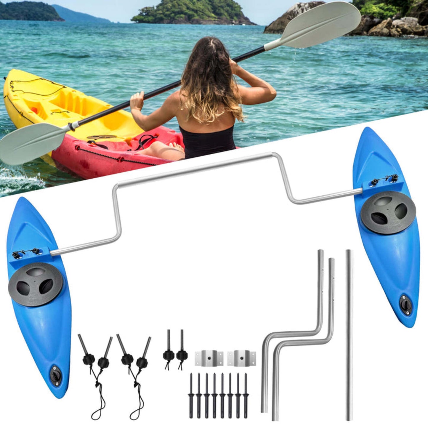 Kayak Stabilizers, Canoe Stabilizer, Kayak Outriggers & Stabilizers System Kit with Installation Accessories and Sidekick Arms Rod
