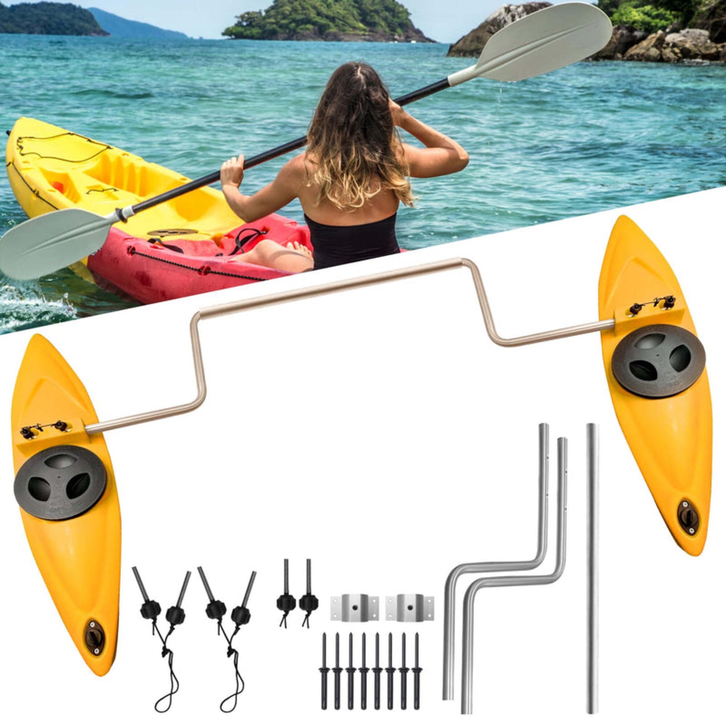 Kayak Stabilizers, Canoe Stabilizer, Kayak Outriggers & Stabilizers System Kit with Installation Accessories and Sidekick Arms Rod