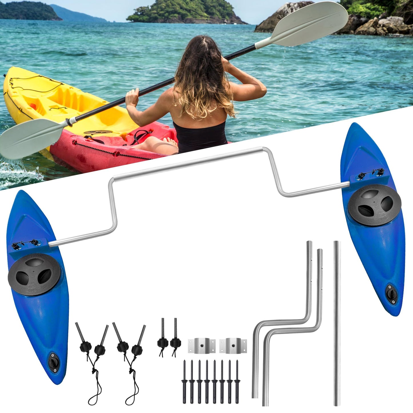 Kayak Stabilizers, Canoe Stabilizer, Kayak Outriggers & Stabilizers System Kit with Installation Accessories and Sidekick Arms Rod