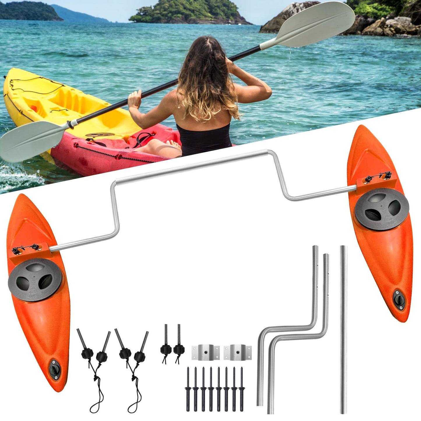 Kayak Stabilizers, Canoe Stabilizer, Kayak Outriggers & Stabilizers System Kit with Installation Accessories and Sidekick Arms Rod
