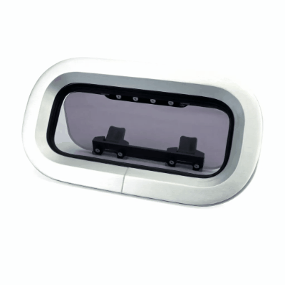 Marine Aluminum Opening Portlight Anodized Hatch Window Oval with Tinted Acrylic and Silver Finish