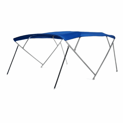 Marine Bimini Top with Blue 600D Fabric and 6063 Aluminum Square Tube 4-Bow Frame for Pontoon Boat Shade and UV Protection