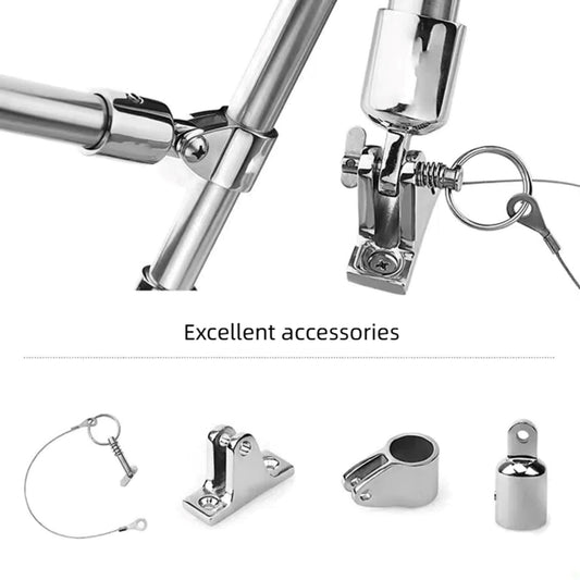 Cubierta para toldo Bimini con varilla de soporte de nailon, tela Oxford 600D con marco de tubo cuadrado de aluminio 6063, protección solar, impermeable, para cruceros, yates y barcos.