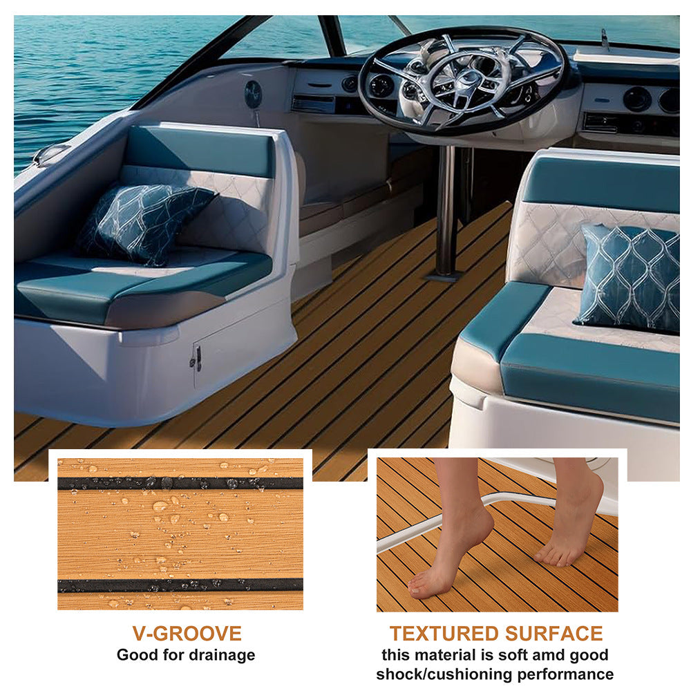 Light Brown EVA Faux Teak Marine Decking Mat - Anti-Slip, UV-Protected (5.5-6mm)