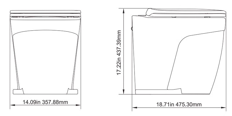 Luxury Marine Toilet - Airow Marine Self-Priming Ceramic & Soft-Close