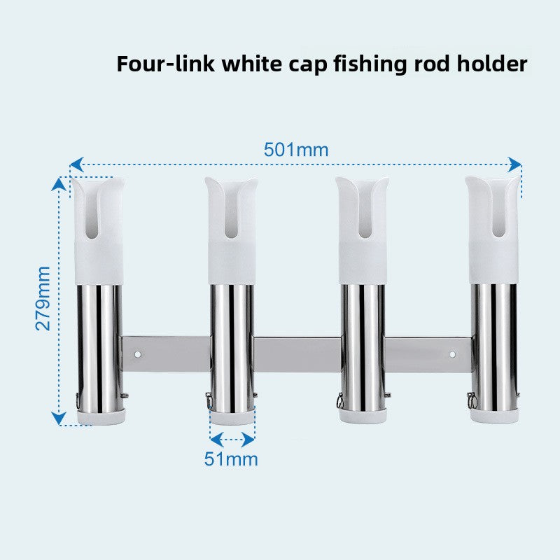 4-Rod Marine Fishing Rod Holder - 316 Stainless Steel, Mirror Polished