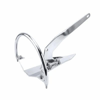 316L Stainless Steel Boat Anchor Mirror Polished with Roll Bar and Plow Style Blade 1.5kg to 25kg
