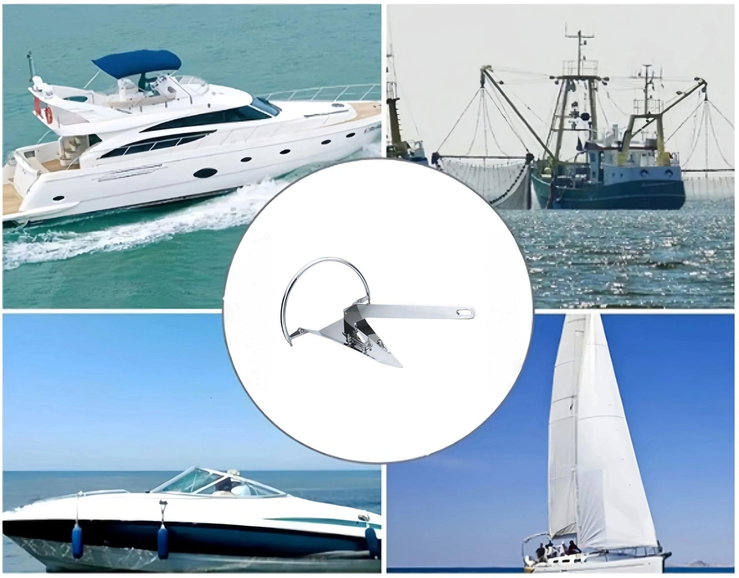 Rainbow Anchor, Stainless Steel Boat Anchor with Mirror Polish, Corrosion Resistant for Yacht/Sailboat/Fishing Boat