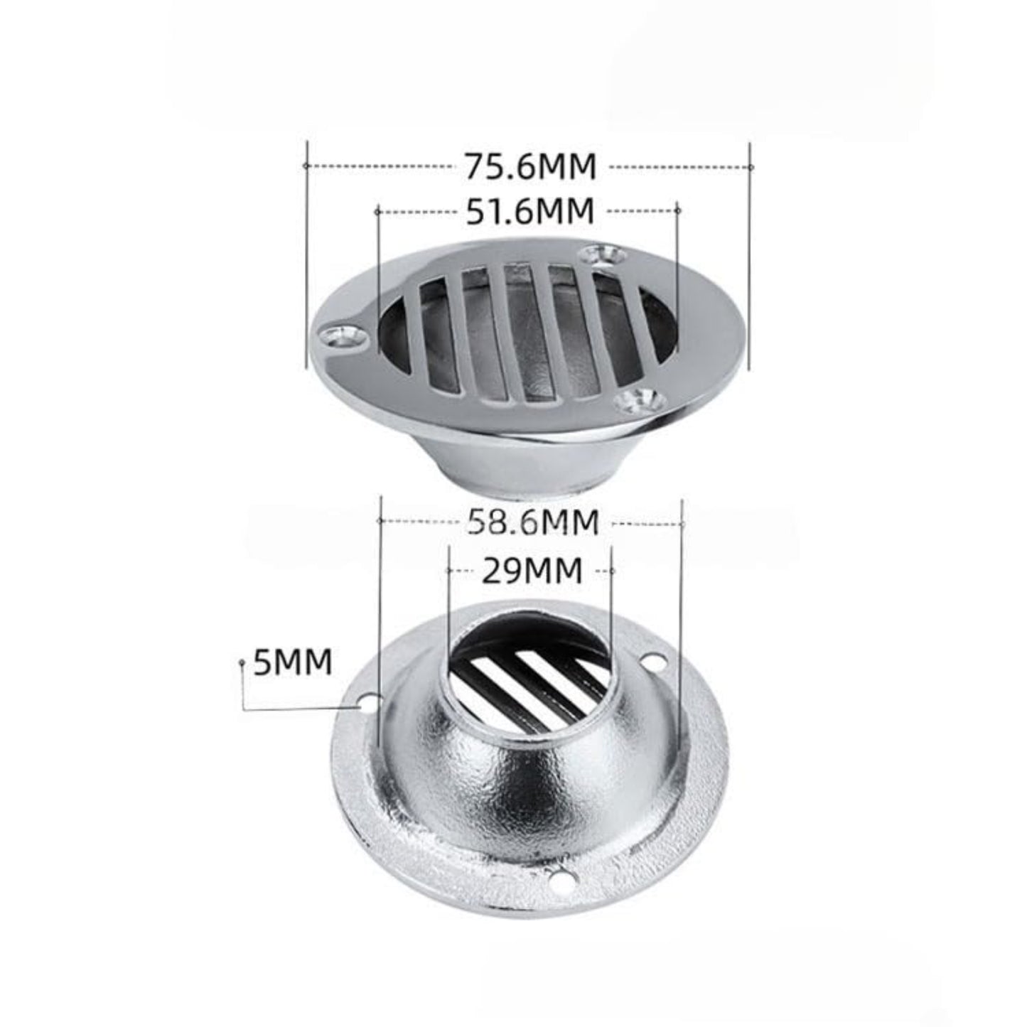 Dreno de convés para piso de barco sem câmara, dreno de convés com ferragens marítimas de aço inoxidável 316, encaixe de encanamento embutido para iate, lancha, barco de pesca