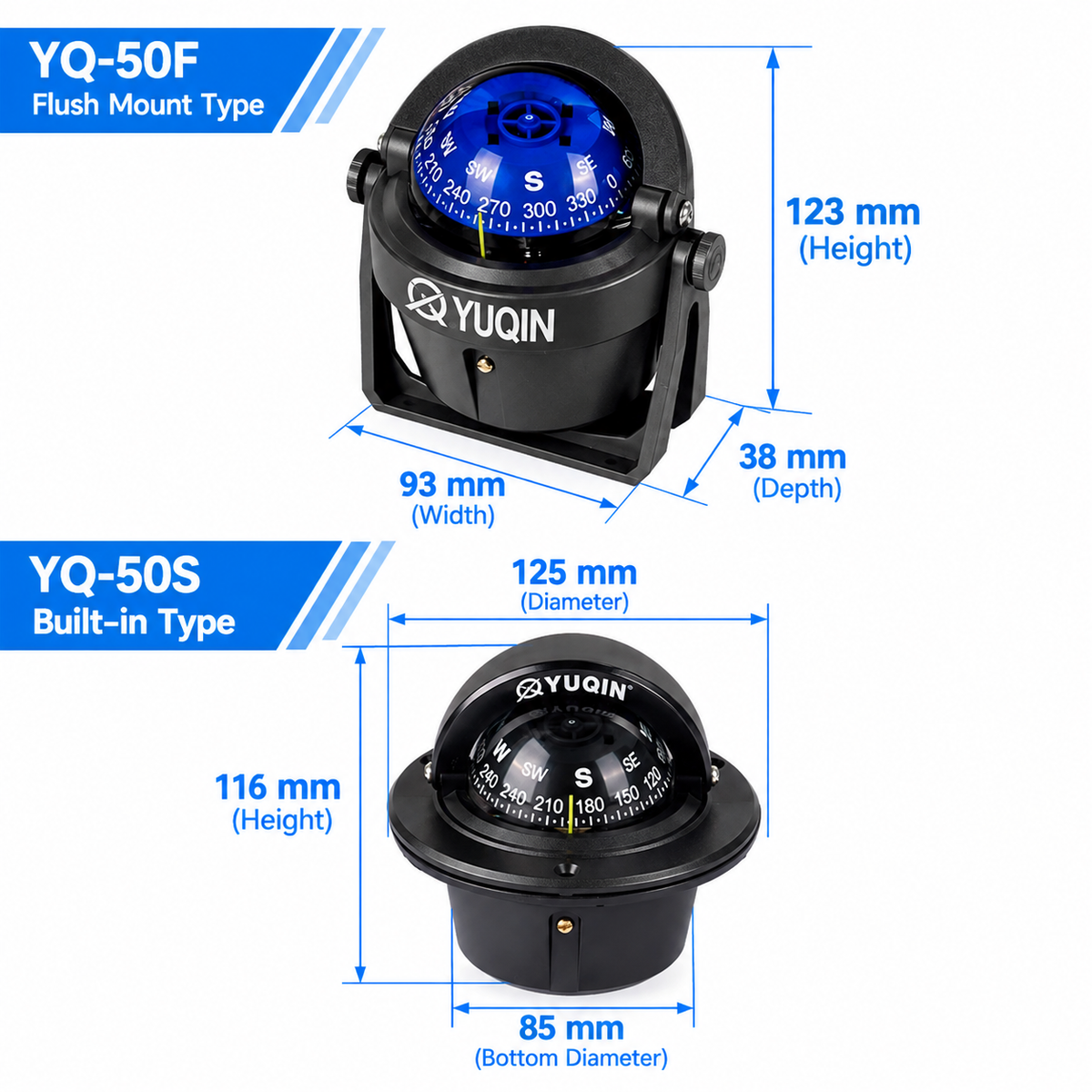Marine Magnetic Compass - CCS Certified, UV-Stabilized Lens for Boats & Yachts