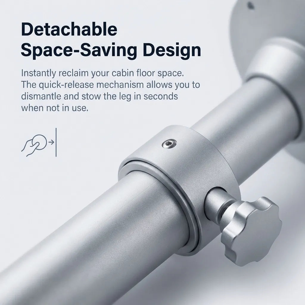 Close-up detail of the heavy-duty locking collar and ergonomic adjustment knob on the marine-grade aluminum shaft.
