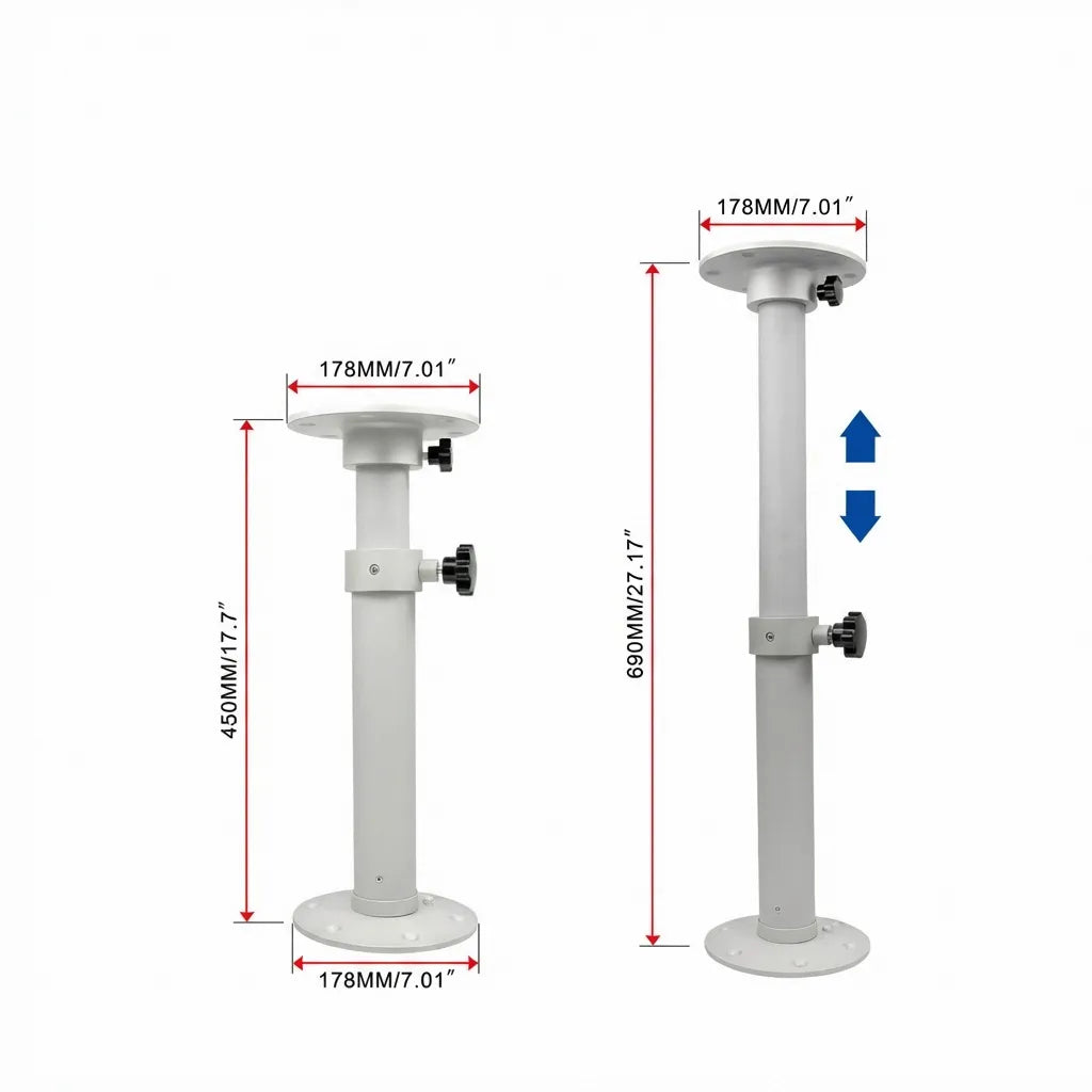 Dimensional technical drawing showing a 178mm base diameter and a height adjustment range from 450mm to 690mm.