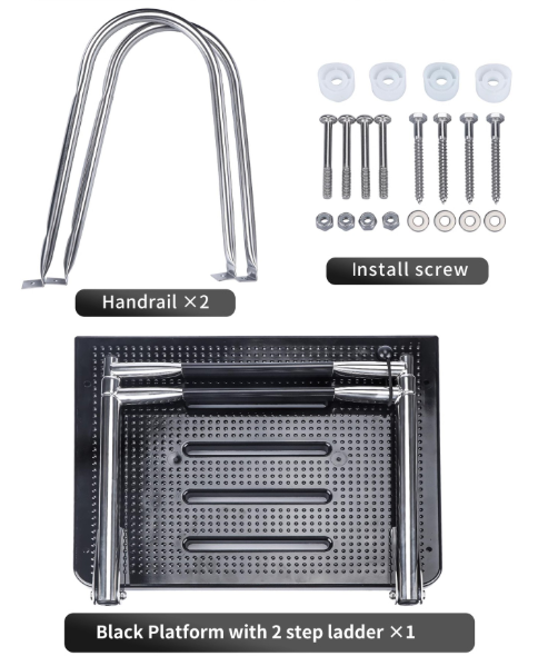 AIROWMARINE 316 SS Telescopic Boat Ladder - Non-Slip Folding Swim Platform