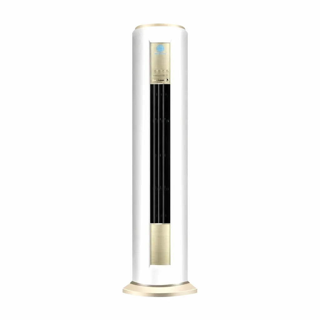 Airow Marine 24000 BTU floor-standing air conditioner and heater unit with sleek gold and white finish.