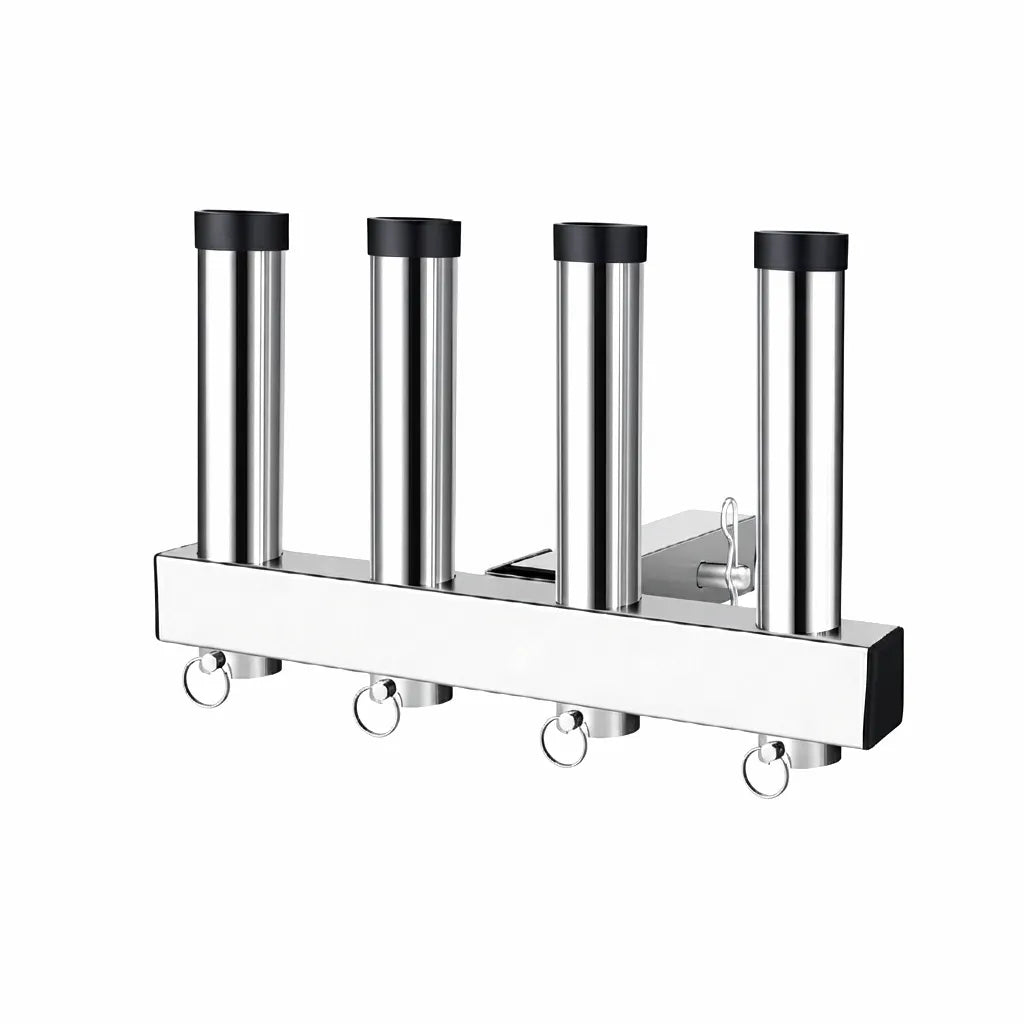 Airow Marine 4-Rod Hitch Mount Fishing Rod Rack, Polished 304 Stainless Steel for Vehicle Transport