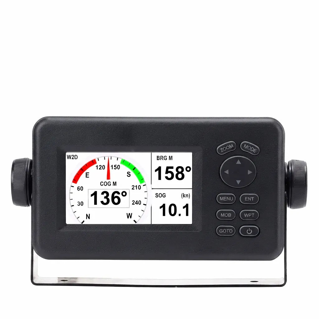 Airow Marine HP-528 GPS Chartplotter with 4.3 inch color LCD display showing COG, BRG, SOG readings