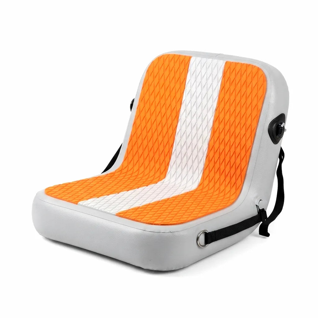 Airow Marine Premium Inflatable Kayak and Canoe Seat with Anti-Slip EVA Deck, Grey, Orange, White