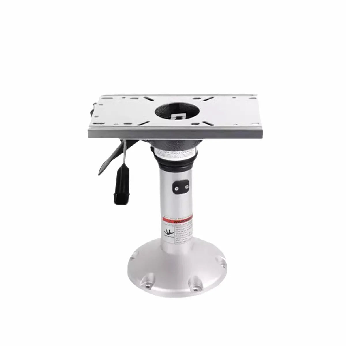 Airow Marine pneumatically adjustable boat seat base, 17-24 inch height, constructed from corrosion-resistant marine-grade anodized aluminum alloy, with universal flat mounting plate