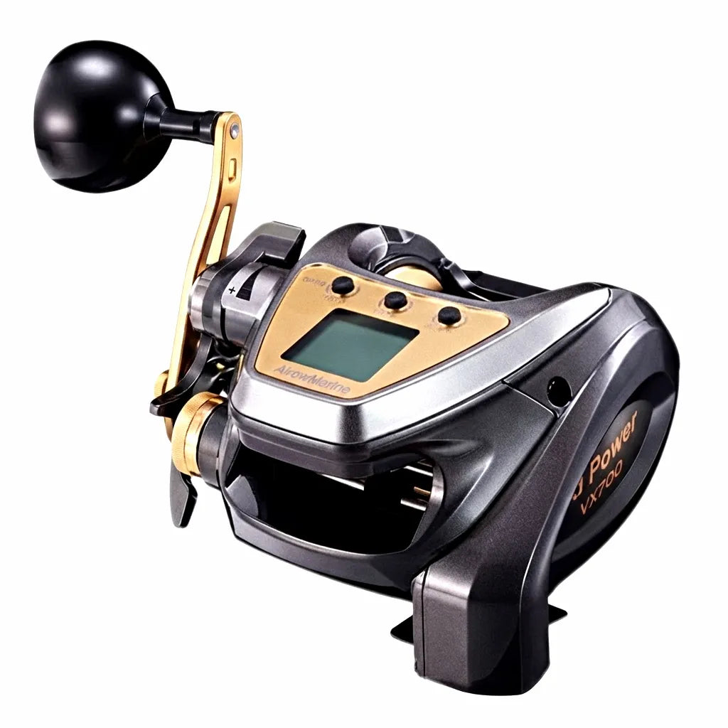 Airow Marine VX700 Electric Fishing Reel with CNC Gold Handle, Digital Display, and Corrosion-Resistant Alloy Body for Deep Sea Angling