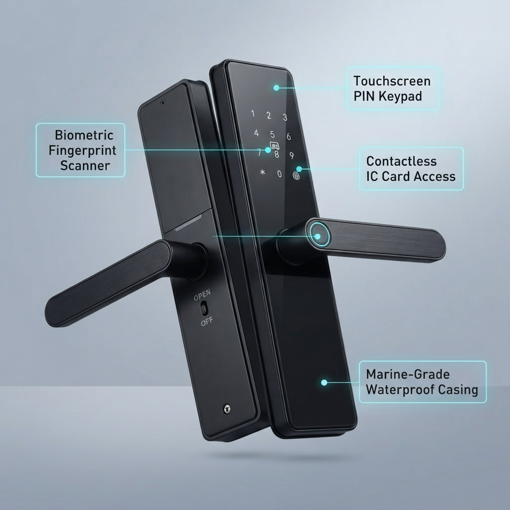 IP66 Waterproof Smart Door Lock – Fingerprint & PIN Access