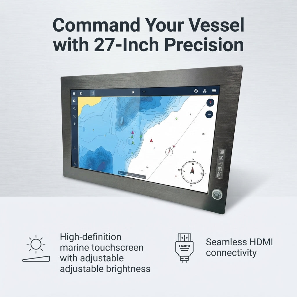 Marine-Grade 27-Inch Capacitive Touchscreen Monitor - HDMI Input (1920x1080)