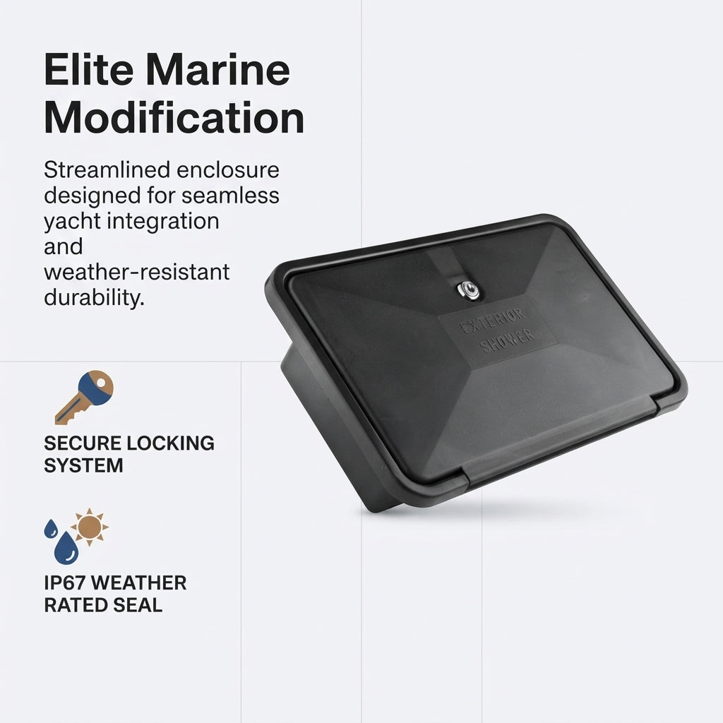 Marine Recessed Outdoor Shower Kit - UV-Resistant ABS, Lockable Door, Universal Fit