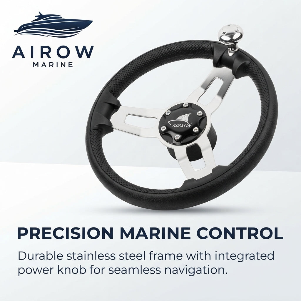 Marine Steering Wheel - 304 Stainless Steel with Grip (13.5-Inch)
