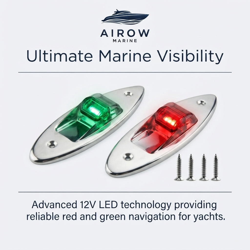 Marine LED Bow Navigation Lights – IP67 Water-Resistant 316 SS (12V Red/Green) – marine application view