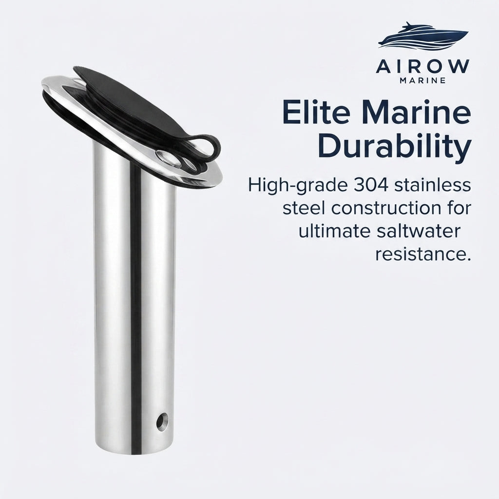 AirowMarine 304 Stainless Steel Fishing Rod Holder - Mirror Polish (230mm H)