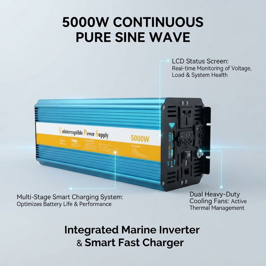 BELTTT 5000W Marine Pure Sine Wave Inverter Charger - Multi-Stage (L512xW180xH142mm)