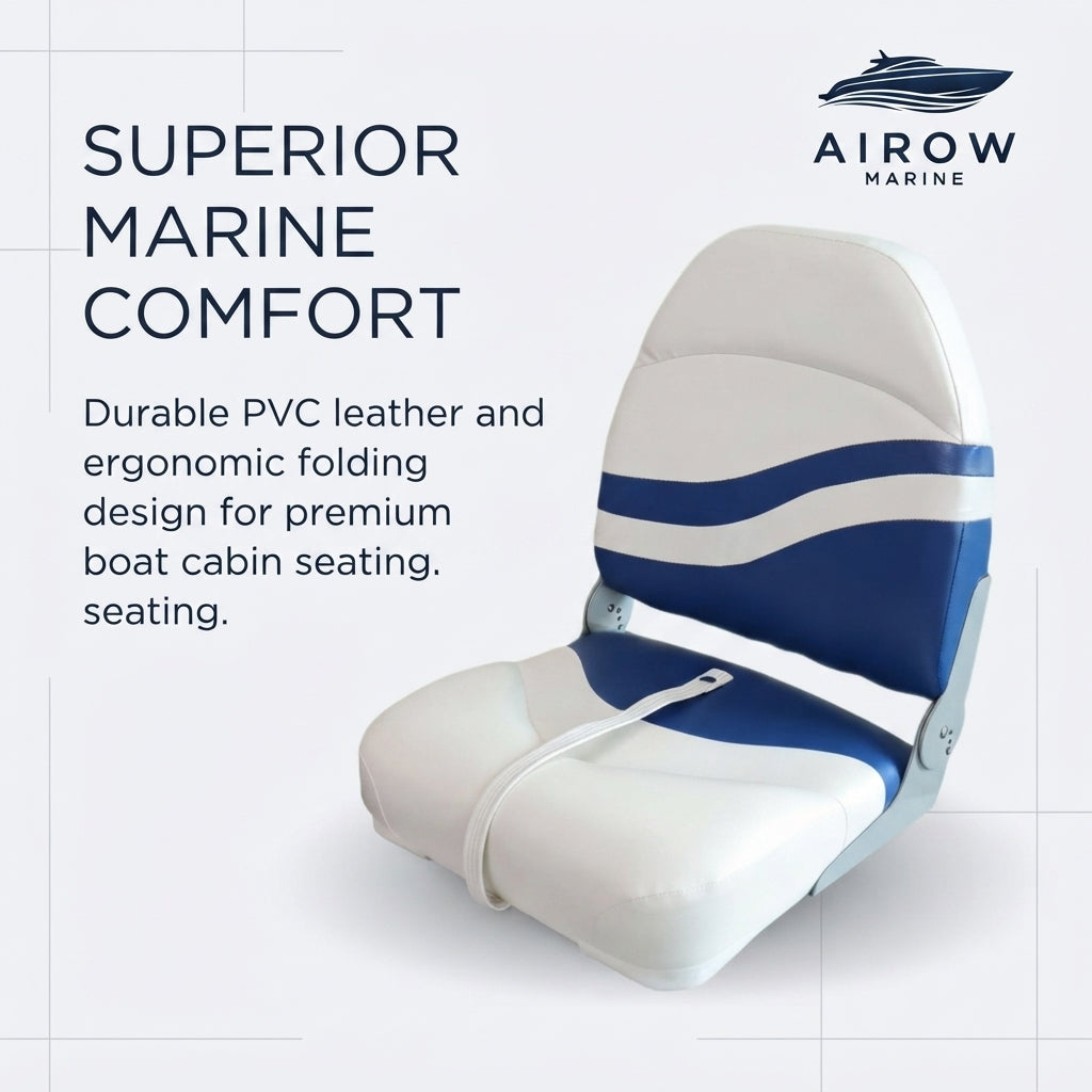 Waterproof Folding Boat Seat - Marine PVC Leather & SUS304 Hardware