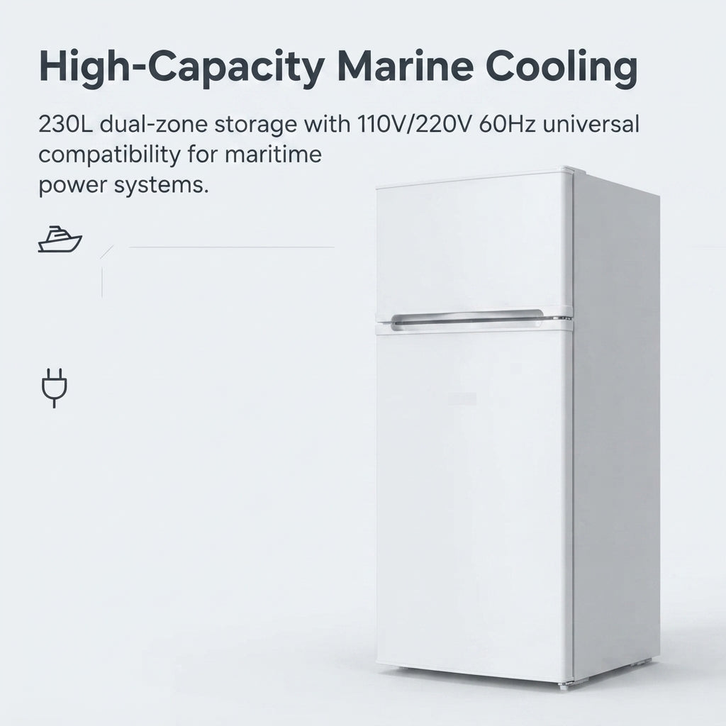 AirowMarine 230L Dual Voltage Marine Refrigerator - Double-Door 110V/220V