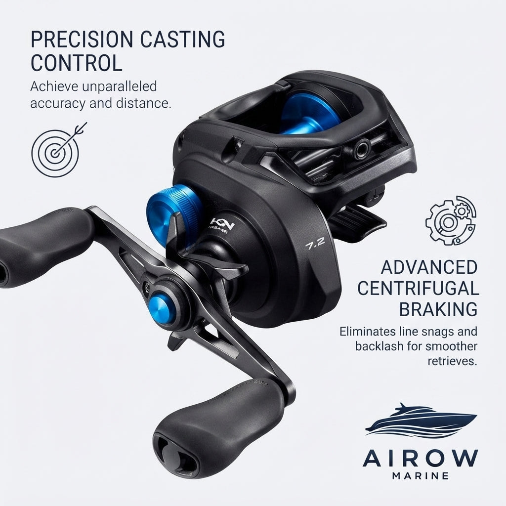 AirowMarine SLX Baitcasting Reel - 7.2 High-Speed Gear, 5KG Drag