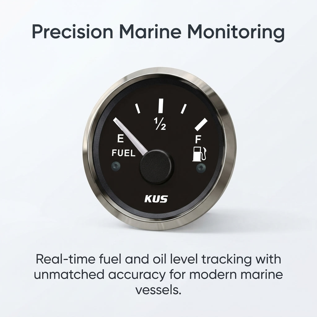 KUS Marine Fuel Level Gauge - 12/24V, IP67 Waterproof, Anti-Fog 52mm (2-1/16")