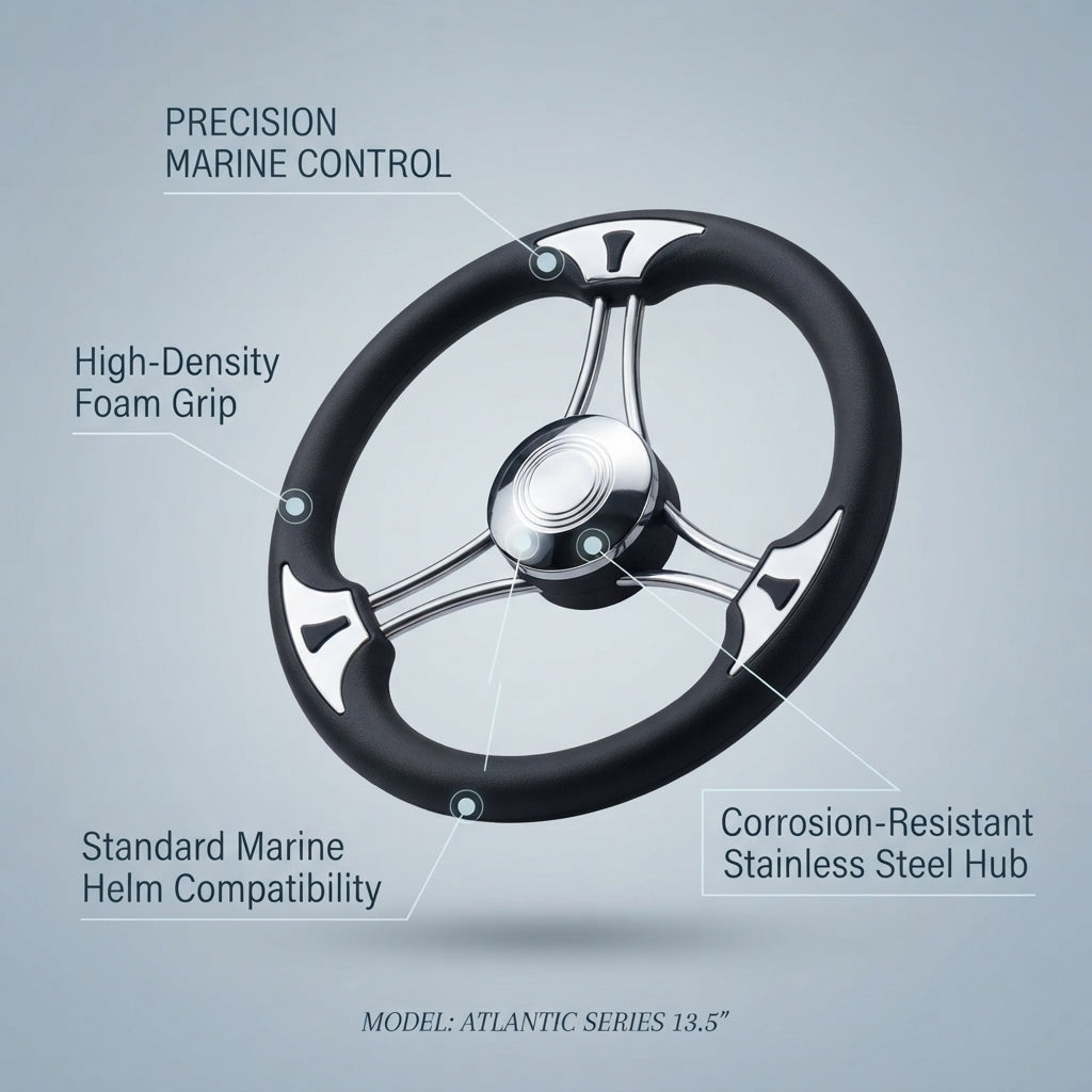 13.5-inch Marine Steering Wheel – 304 Stainless Steel & Comfort Foam Grip