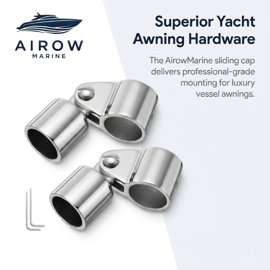 Marine-Grade 316 SS Swivel Cap – Mirror-Polished Yacht Awning Hardware – marine application view