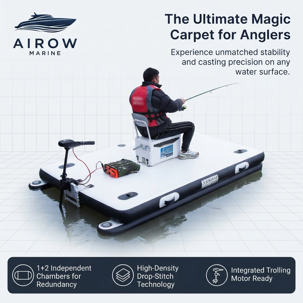 AirowMarine Inflatable Fishing Platform - High-Stability Marine-Grade PVC (2.5m x 1.6m)