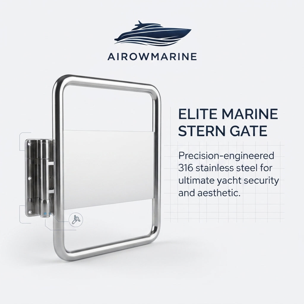 316 Stainless Steel Marine Stern Swing Gate - Mirror Polished Yacht Hardware (590x445mm)