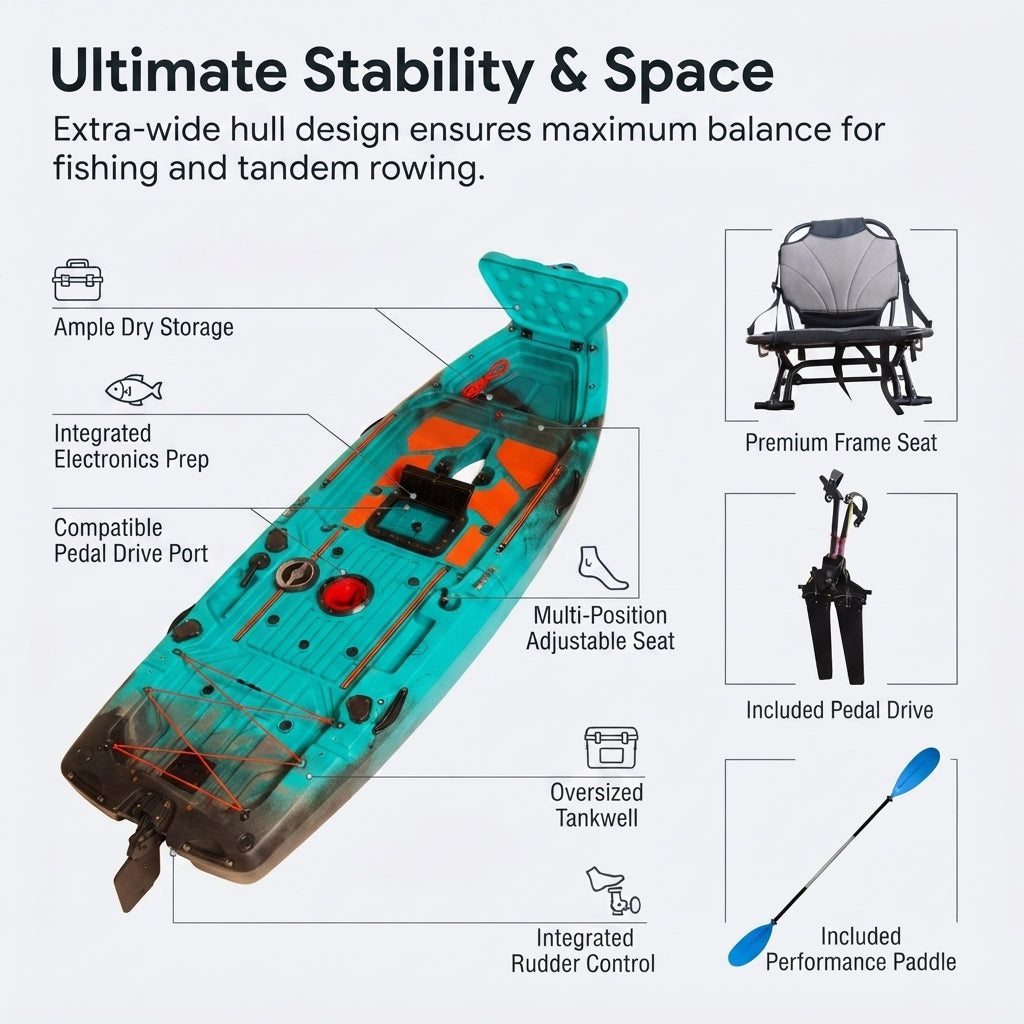 AirowMarine 2.8m Rotomolded Fishing Kayak – Precision Pedal Drive & Ergonomic Seat – marine application view