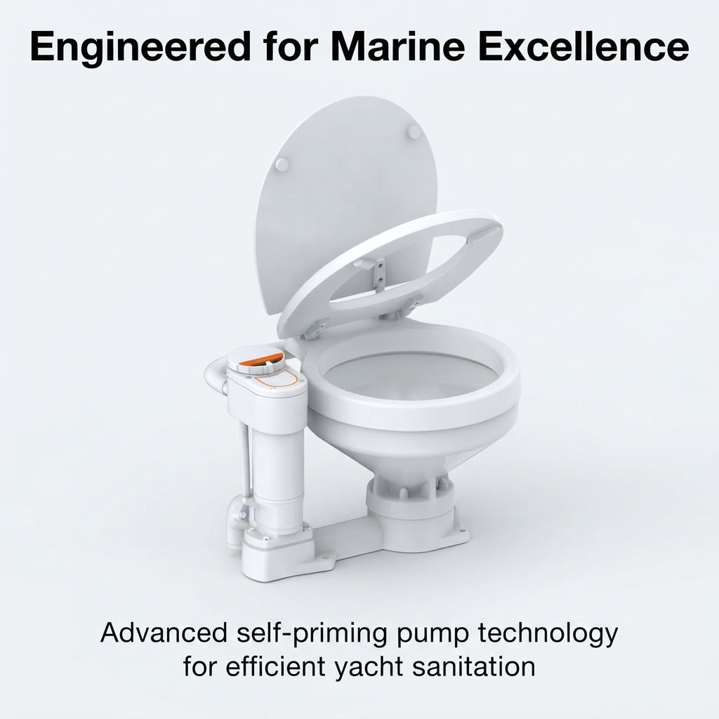 Airow Marine Electric Toilet - Self-Priming, Compact Luxury Yacht Sanitation
