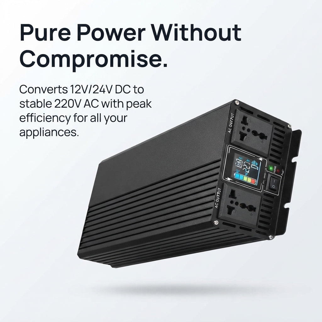 5000W Pure Sine Wave Power Inverter - 12V/24V DC to 110V/220V AC