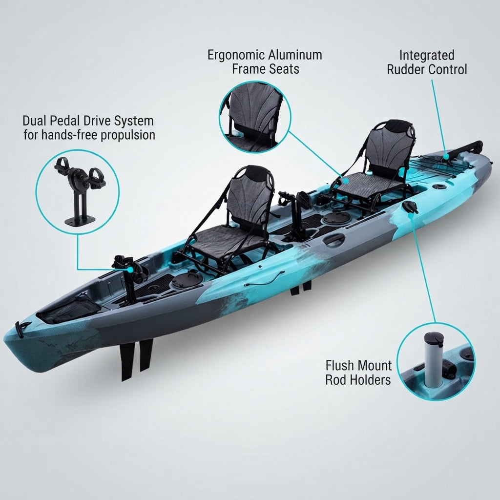 14FT Tandem Pedal Fishing Kayak – LLDPE Rotomolded (Two-Person) – marine application view