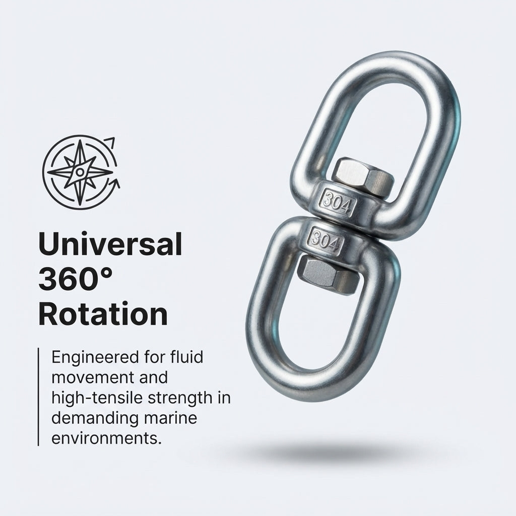 Heavy-Duty 304 Stainless Steel Swivel Ring - Universal Marine Grade Chain Link