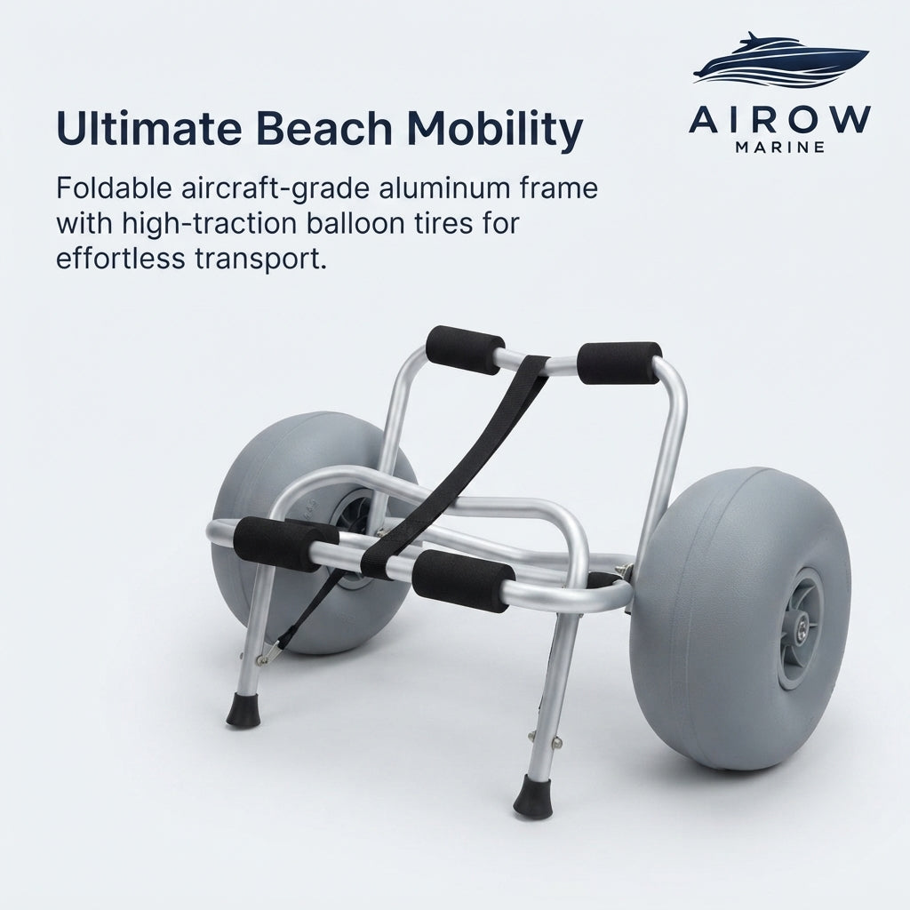 Aircraft-Grade Aluminum Kayak & Canoe Beach Cart – Foldable & Corrosion-Resistant – marine application view