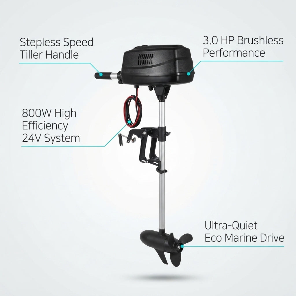 24V 3.0 HP Brushless Outboard Motor - 91cm Shaft, 11kg
