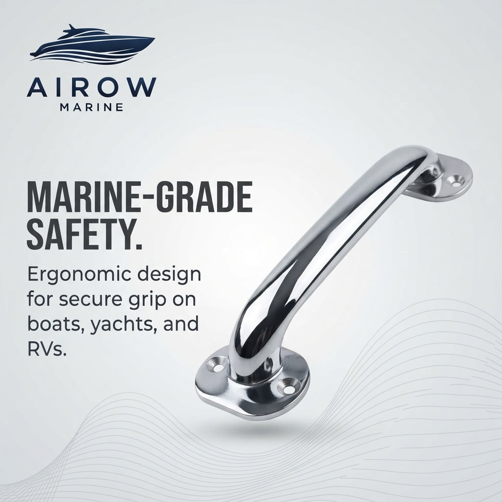AirowMarine 316 Stainless Steel Grab Handles - Mirror Polished, Marine Grade (235mm)