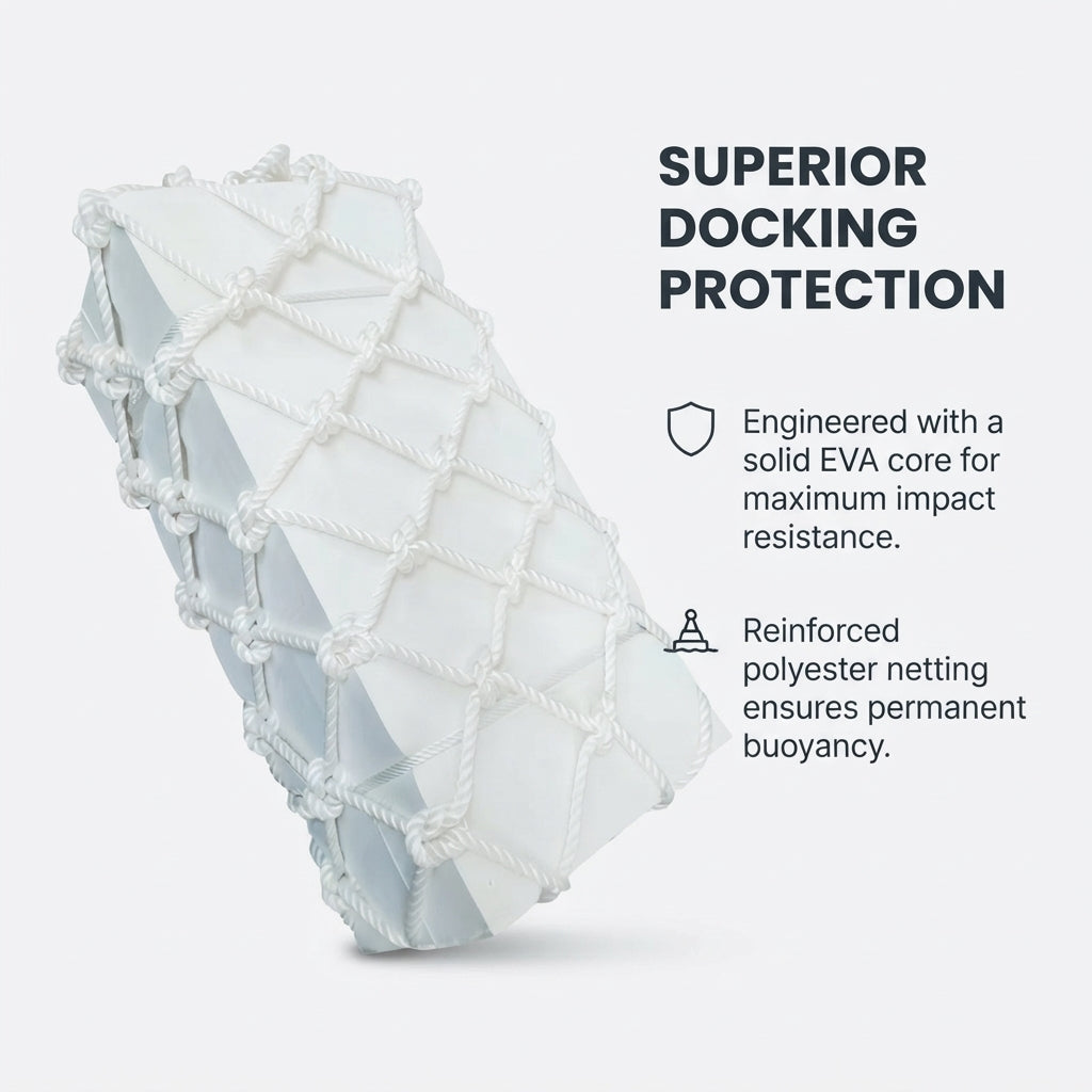Airow Marine Solid EVA Square Boat Fender with Rope Mesh - UV-Resistant Protection