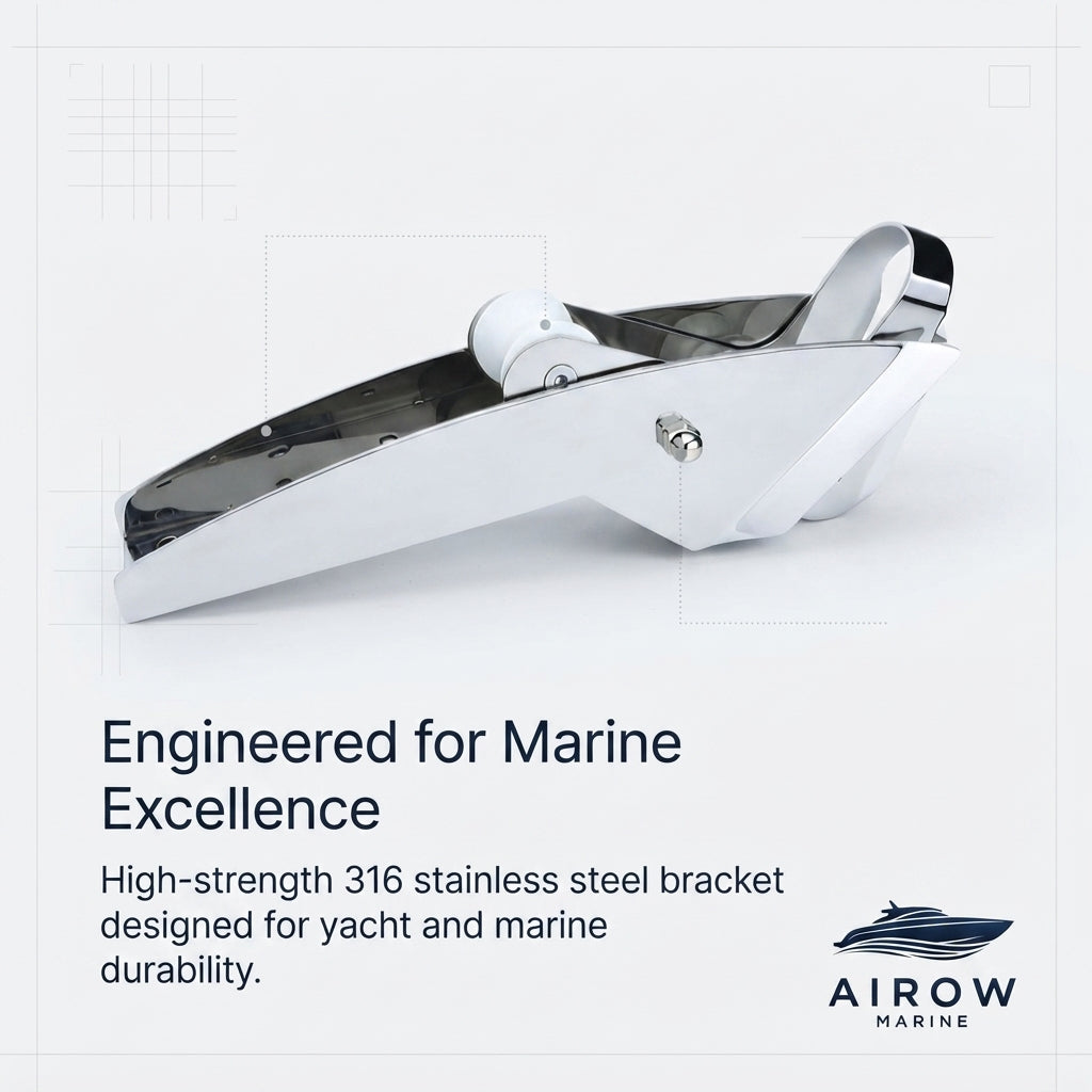 316 Stainless Steel Marine Anchor Roller Bracket - Mirror Polished 580mm