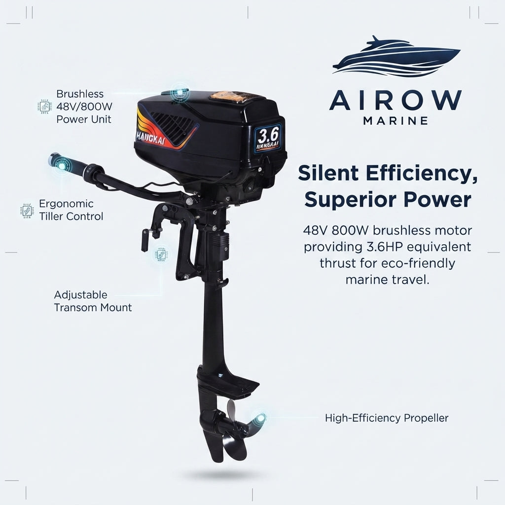 48V 800W Brushless Electric Outboard Motor - 13km/h Max Speed (420mm Shaft)