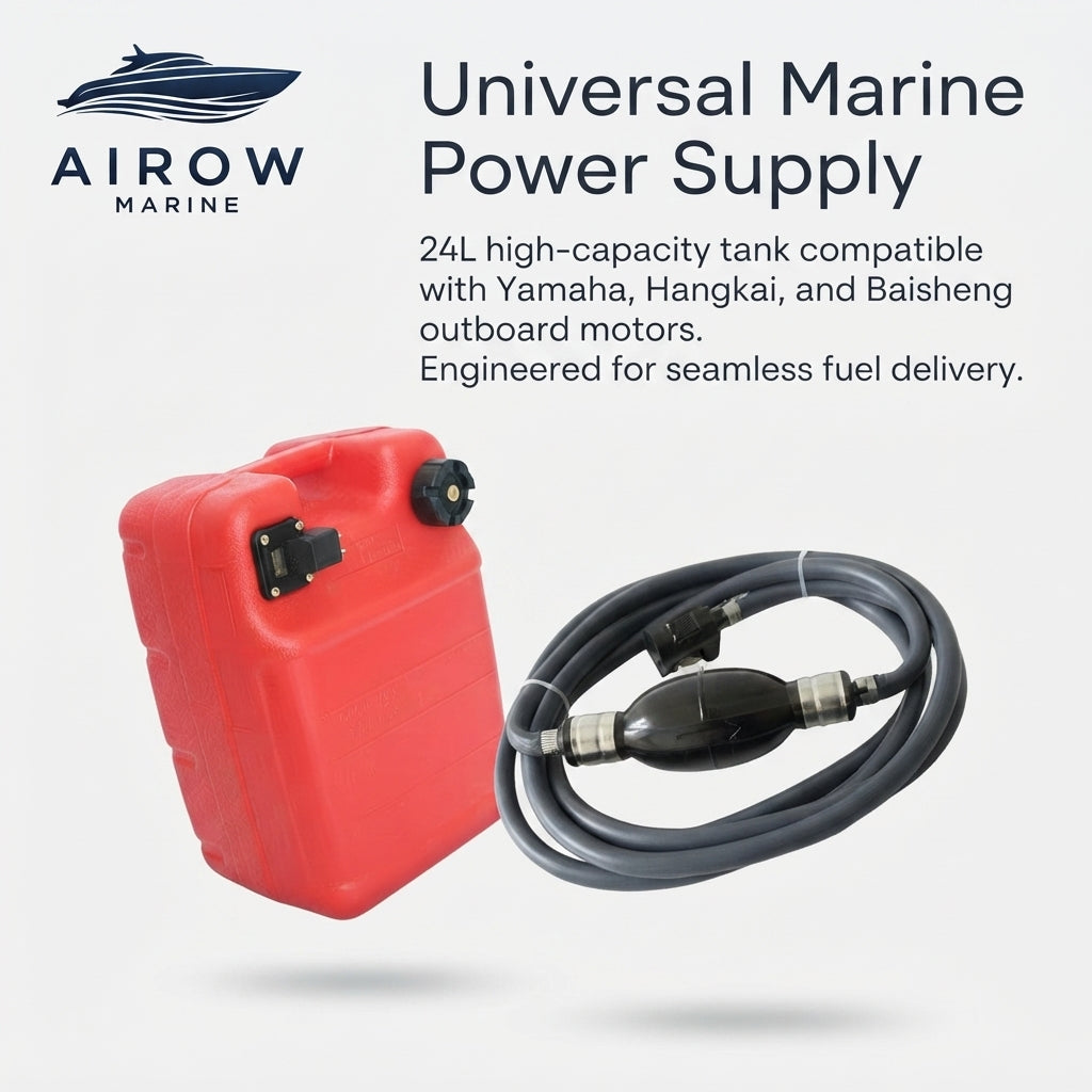 AirovMarine 24L Portable Marine Fuel Tank Kit - Integrated Gauge & Universal Fuel Line